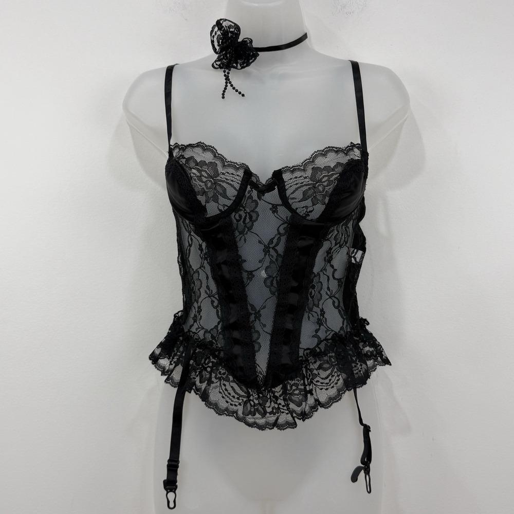 VTG 80s Designs By Faris Corset Top S Whimsigoth Cosplay Babydoll Coquette Lace